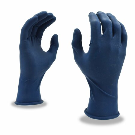 CORDOVA Dura-Cor, Latex Disposable Gloves, 11 mil Palm, Latex, Powder-Free, L, 12 PK, Dark Blue 4030L